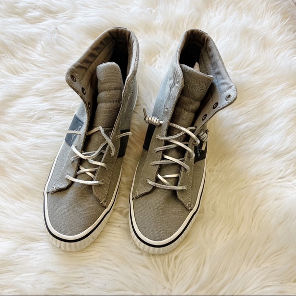 Sperry Top-Sider STS80016 Rave Verge Gray Canvas High Top Sneakers Women’s 9M - Picture 3 of 8